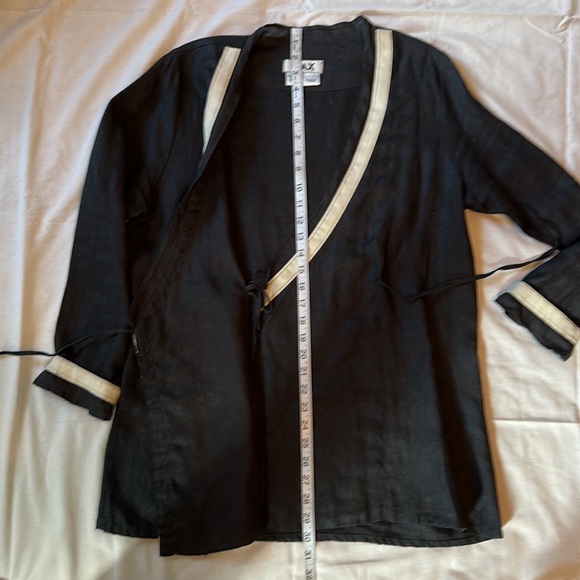 Flax brand tunic wrap, 100% linen, long sleeve black - Picture 4 of 5